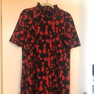 Ruffle neck red and black Zara dress - size medium